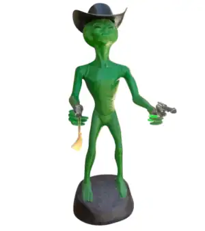 Cast Aluminum Alien Cowboy Statue