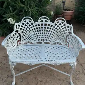 Cast Aluminum Basketweave Bench